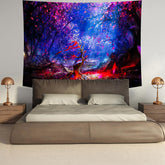 Lofaris Romantic Night Pink Plum Bossom Forest Wall Tapestry